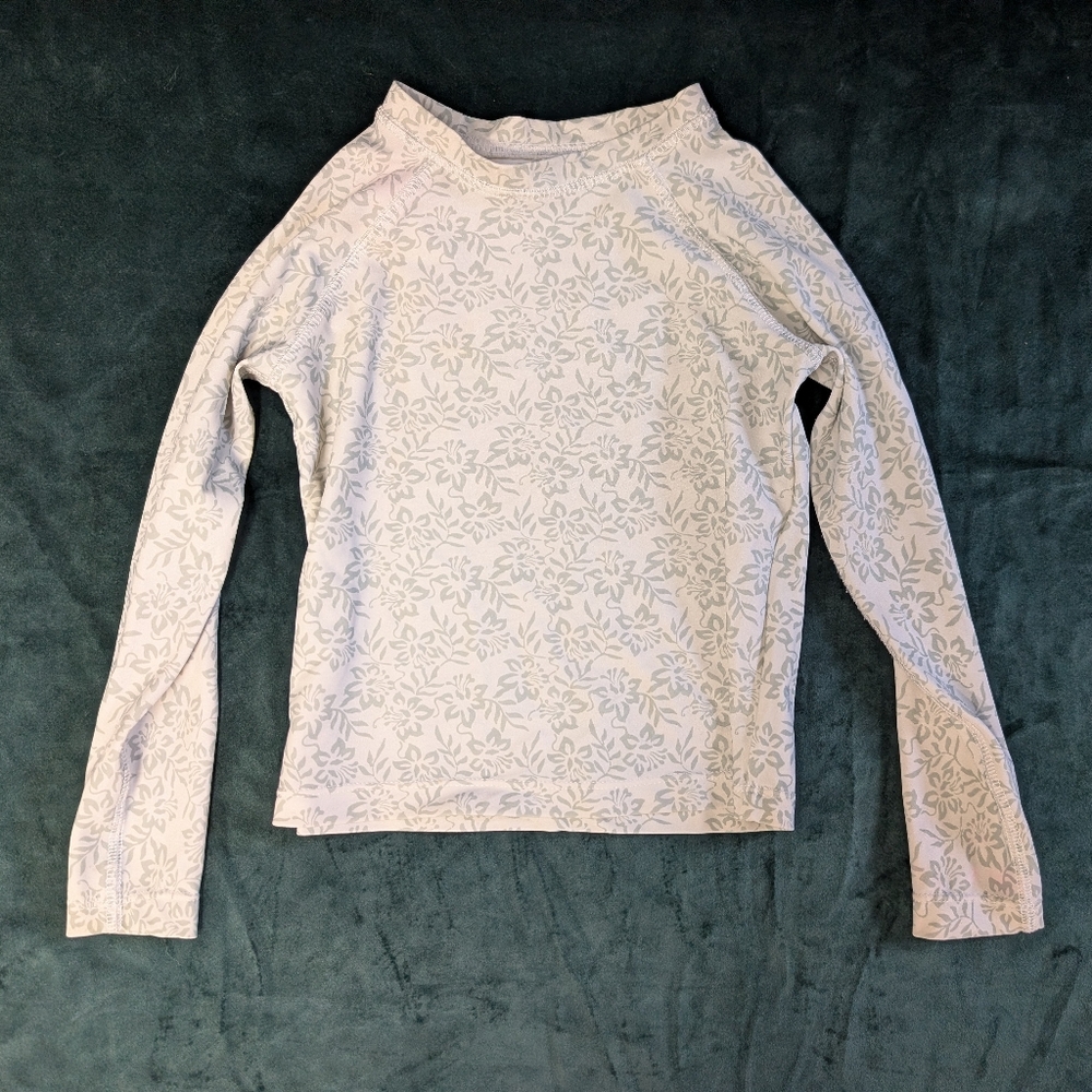 Acacia Swimwear Light Gray Floral Kids Rashguard Size Medium